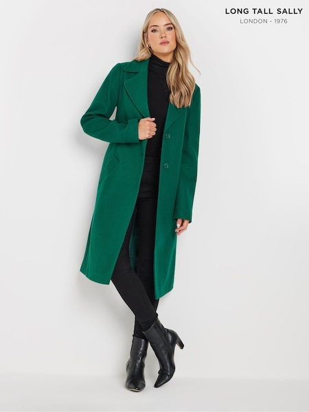 Long Tall Sally Green Single Breasted Coat (AC5303) | £64