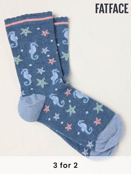 Blue Seahorse Socks (AC5373) | £7.50