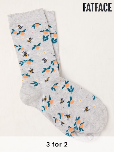 FatFace Grey Bee Socks (AC5374) | £7.50