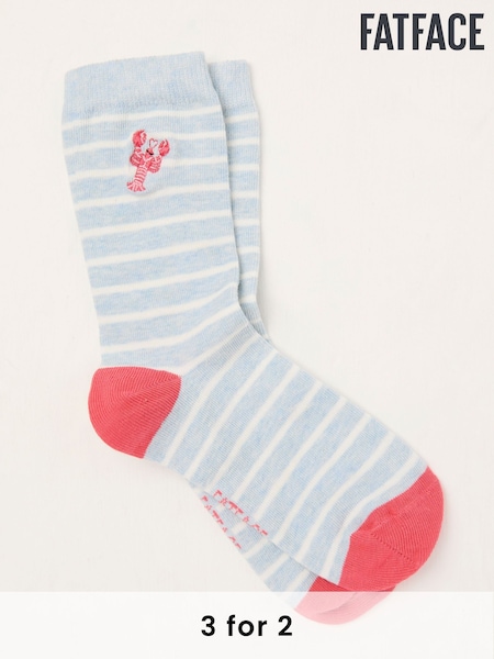 FatFace Light Blue Lobster Socks (AC5377) | £7.50