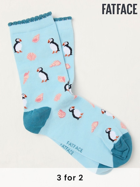 FatFace Blue Puffin Socks (AC5381) | £7.50