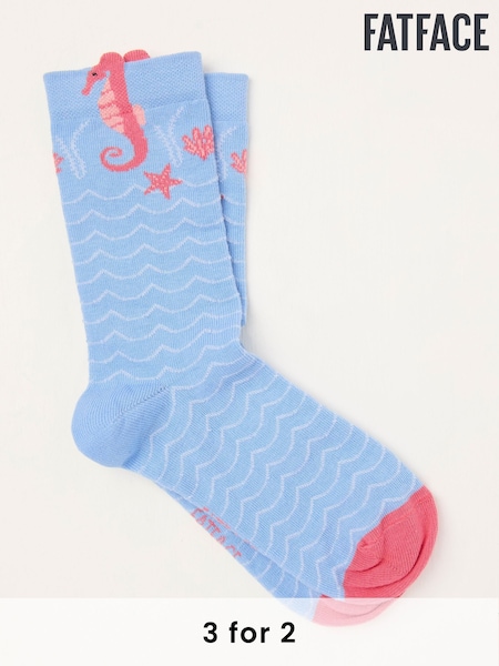 FatFace Blue Seahorse Socks (AC5384) | £7.50