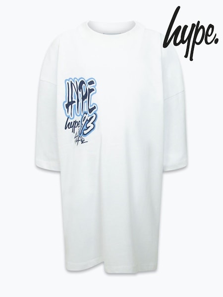 Hype. Boys Shark Smile Camo Fade 100% Cotton White T-Shirt (AC5432) | £23