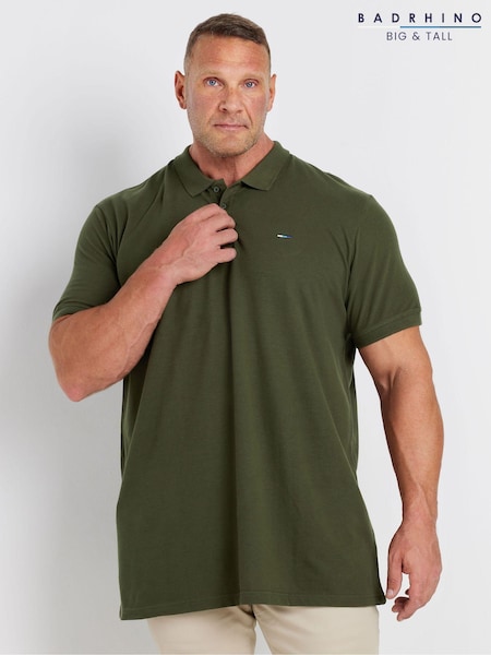 BadRhino Big & Tall Green 100% Cotton Long Short Sleeve Polo Shirt (AC5573) | £20