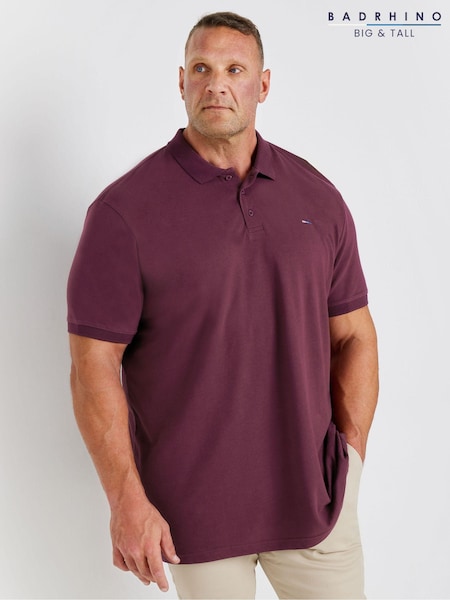 BadRhino Big & Tall Red 100% Cotton Long Short Sleeve Polo Shirt (AC5575) | £20