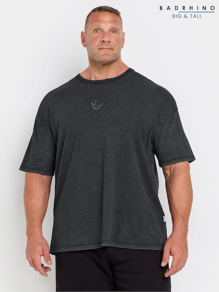 BadRhino Big & Tall Black 100% Cotton IronRhino Acid Wash T-Shirt (AC5581) | £42