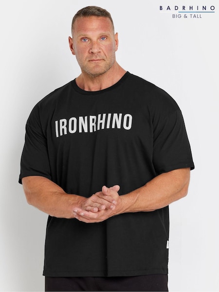 BadRhino Big & Tall Black 100% Cotton IronRhino Front And Back T-Shirt (AC5594) | £33