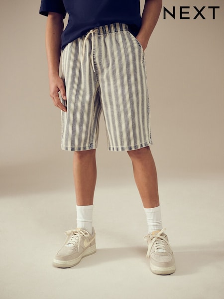 Blue Stripe Bermuda Pull On Denim Shorts (3-16yrs) (AC5645) | £12 - £17