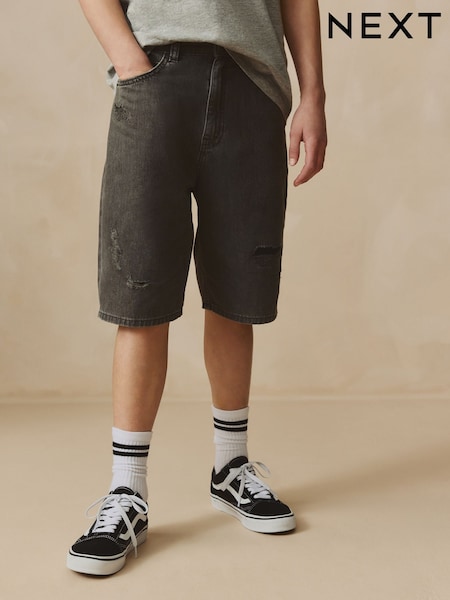 Black Distressed Wide Authentic Denim Shorts (3-16yrs) (AC5647) | £12 - £17