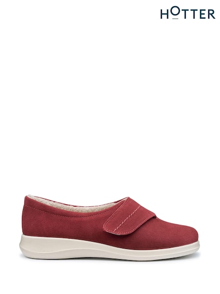 Hotter Red Regular Fit Wrap Touch Fastening Slippers (AC5719) | £49