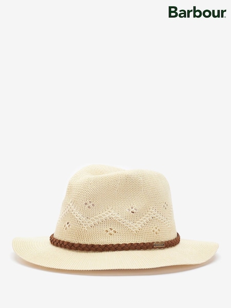 Barbour® Natural Flowerdale Crochet Trilby Summer Hat (AC5734) | £45