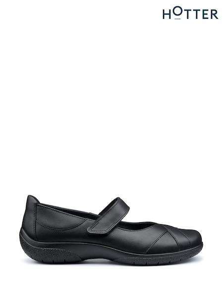 Hotter Black Standard Fit Hope Touch-Fastening Leather Shoes (AC5799) | £79