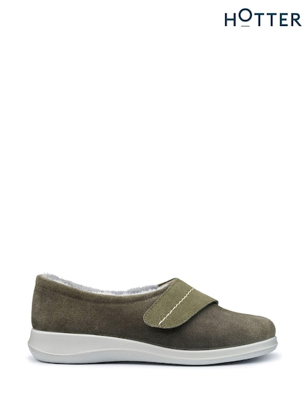 Hotter Green Regular Fit Wrap Touch Fastening Slippers (AC5905) | £49