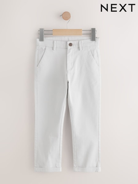 Silver Regular Fit Stretch Chino Trousers (3-17yrs) (AC6047) | £11 - £16