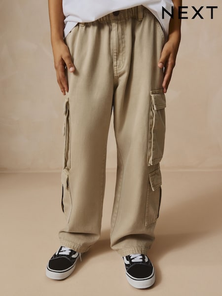Neutral Twill Woven 100% Cotton Cargo Trousers (3-16yrs) (AC6055) | £20 - £25