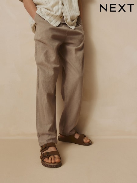 Taupe Linen Trousers (3-16yrs) (AC6065) | £16 - £21