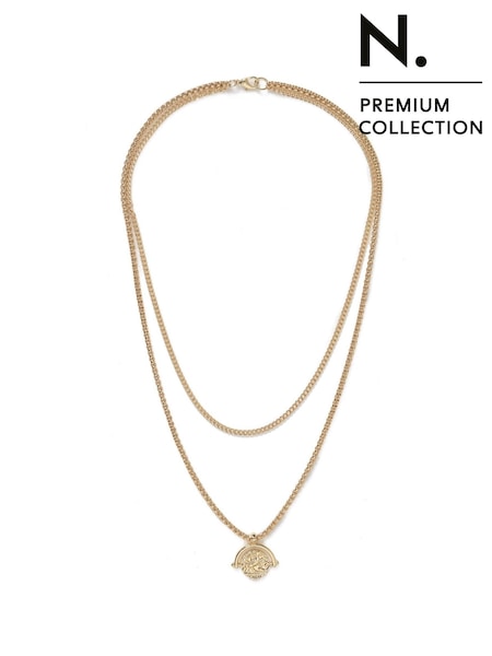 DCK Mens Yellow Gold Tone Premium Engraved Pendant Necklace (AC6091) | £25