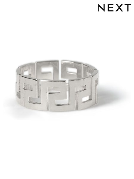 Silver Tone Premium Greek Detailed Ring (AC6100) | £16