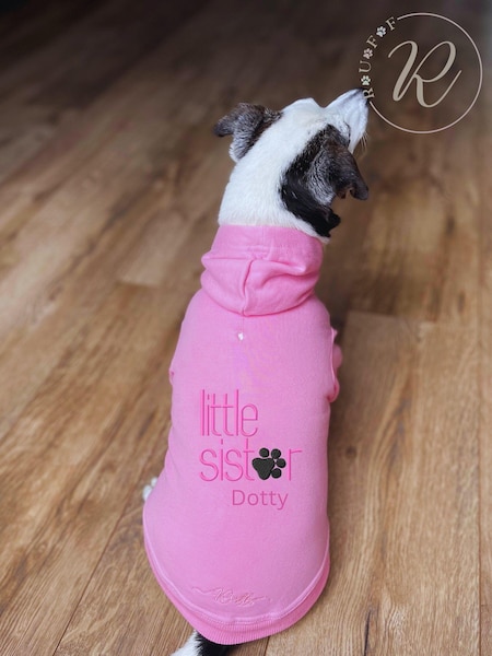Personalised Little Sister Dog 100% Cotton Hoodie by RUFF (AC6138) | £40