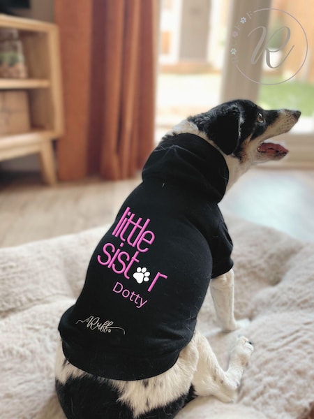 Personalised Little Sister Dog 100% Cotton Hoodie by RUFF (AC6153) | £40