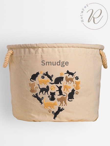 Personalised 100% Cotton Cat Heart Toy Tub by RUFF (AC6156) | £40