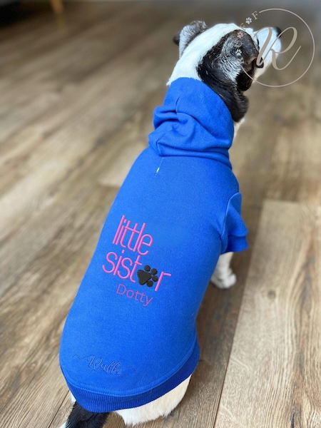 Personalised Little Sister Dog 100% Cotton Hoodie by RUFF (AC6163) | £40