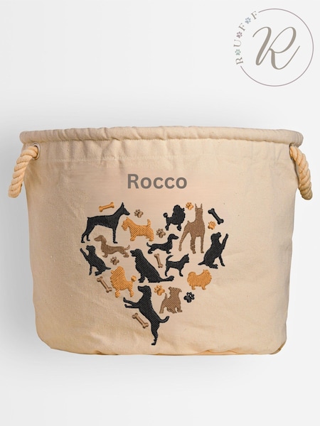 Personalised 100% Cotton Cat Heart Toy Tub by RUFF (AC6174) | £40