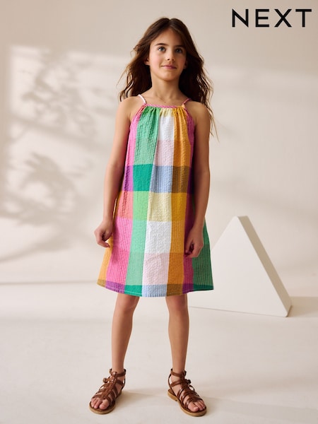 Rainbow Check Summer Dress (3-16yrs) (AC6220) | £12 - £17