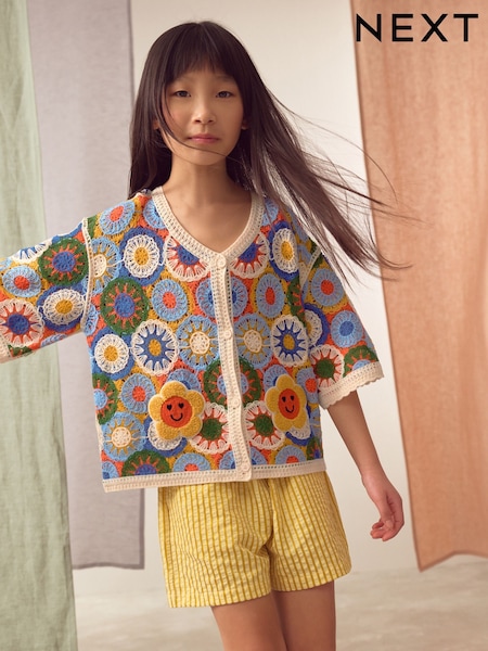 Multi Coloured Crochet Cardigan (3-12yrs) (AC6270) | £24 - £28