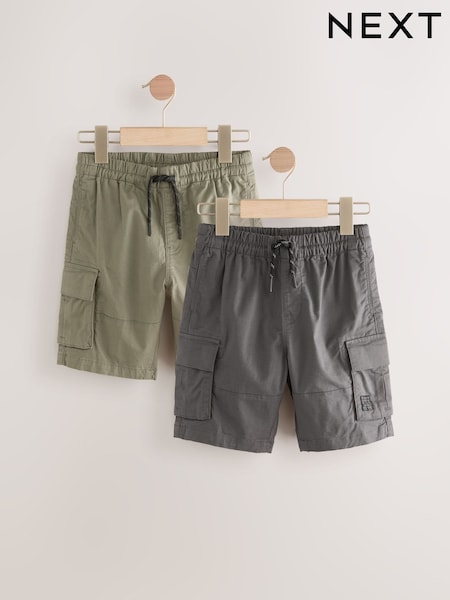 Khaki/Charcoal Grey 2 Pack Cargo Shorts (3-16yrs) (AC6423) | £22 - £32