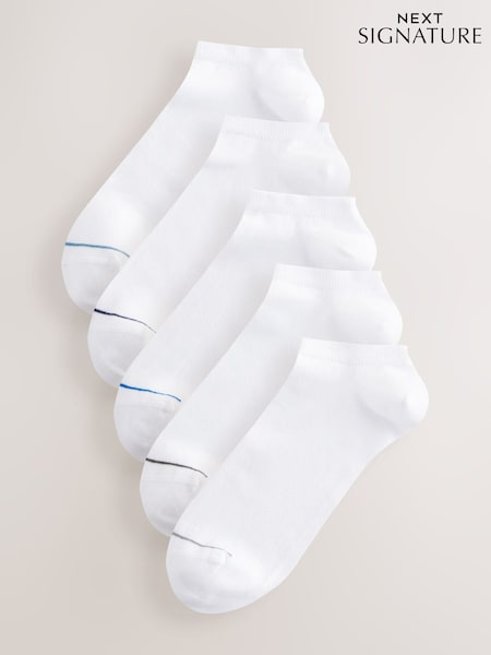 White Signature Modal Trainer Socks 5 Pack (AC6474) | £10