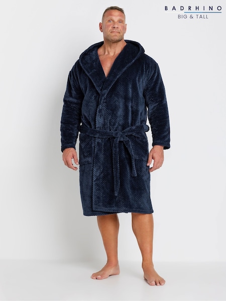 BadRhino Big & Tall Blue Honeycomb Hooded Robe (AC6479) | £36