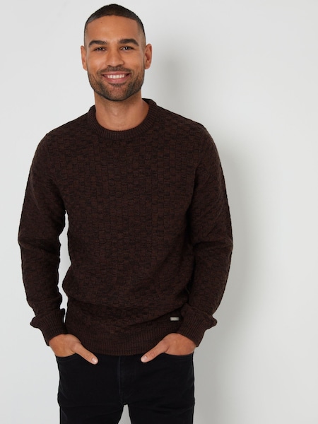 Threadbare Brown Textured Knit Crew Neck Jumper (AC6671) | £26