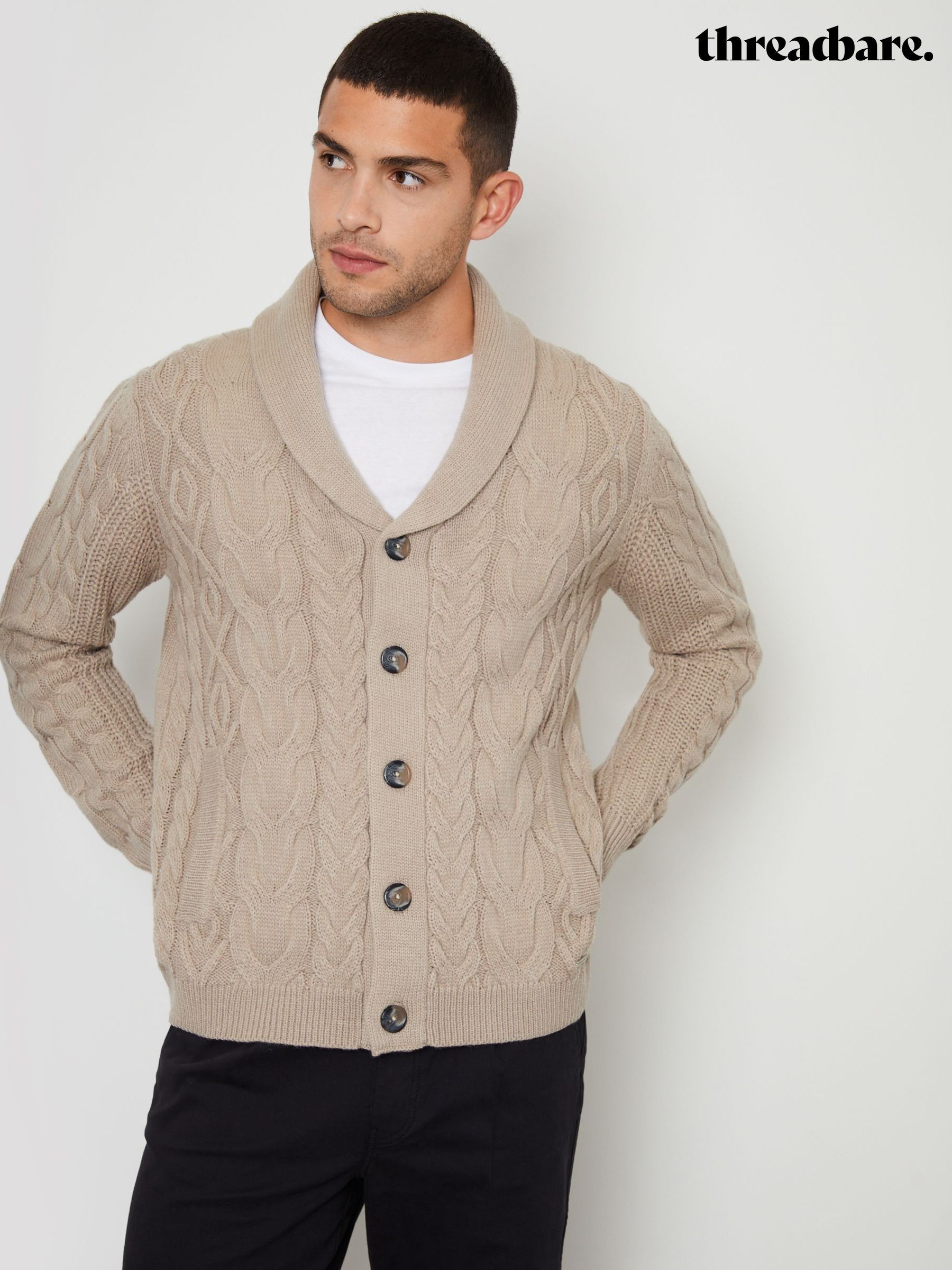 M)BANANA REPUBLIC FACTORY STORE TEXTURED ぼろく STRIPE SHAWL COLLAR CARDIGAN