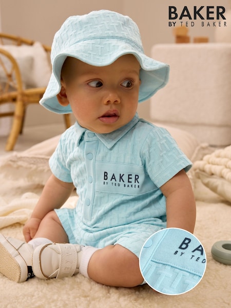 Baker by Ted Baker Textured Romper and Hat Set (AC7142) | £32 - £35
