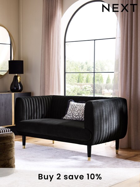 Soft Velvet Black Evie Petite Sofa (AC7179) | £550
