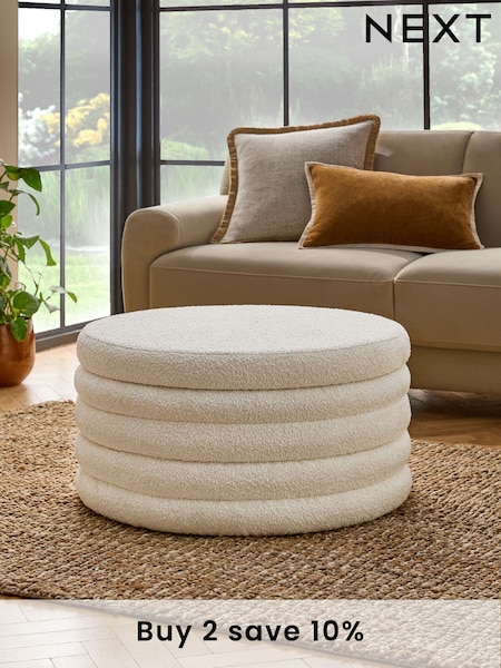 Casual Boucle Oyster Stella Upholstered Storage Coffee Table (AC7181) | £275