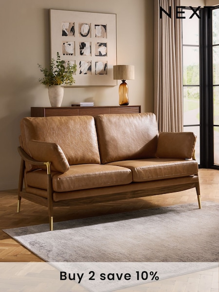 Vintaged Faux Leather Light Brown Flinton Sofa (AC7190) | £799