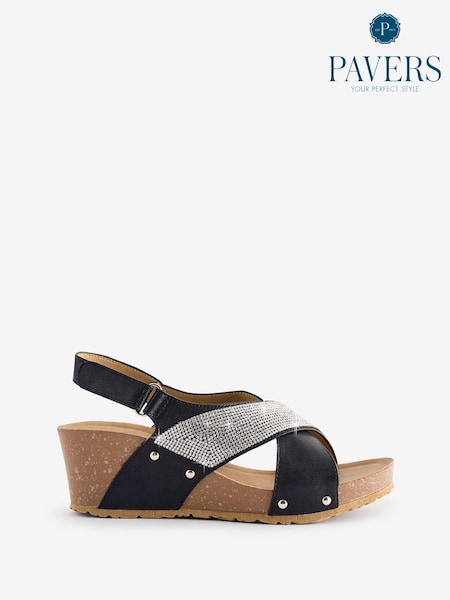 Pavers Black Ladies Smart Sandals (AC7204) | £35