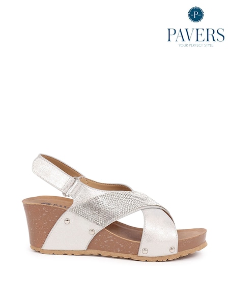 Pavers Silver Ladies Smart Sandals (AC7208) | £35