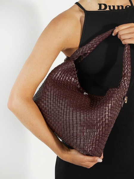 Dune London Burgundy Large Deliberate Woven Slouch Bag (AC7434) | £109