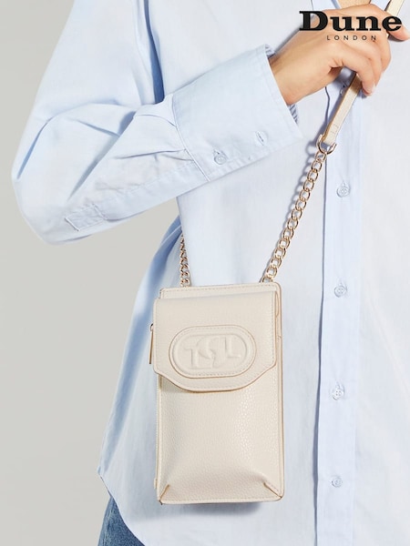 Dune London Cream Samely Debossed Logo Phone Cross-Body Bag (AC7445) | £59
