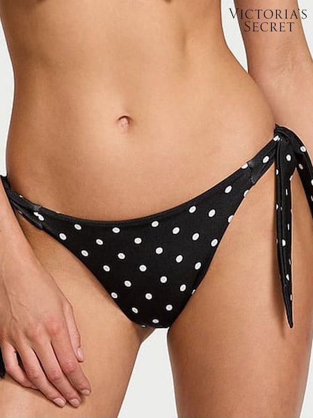 Victoria's Secret Black And White Dot Tie Side Bikini Bottoms (AC7491) | £45