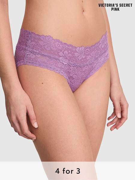 Victoria's Secret PINK Grape Taffy Purple Hipster Floral Lace Knickers (AC7500) | £9