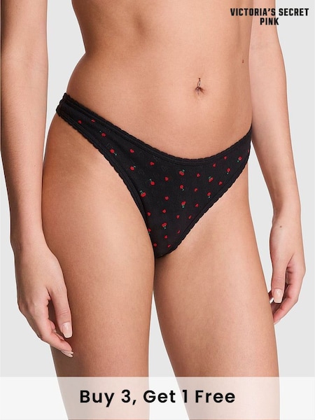 Victoria's Secret PINK Black Cherry Thong Cotton Knickers (AC7508) | £9