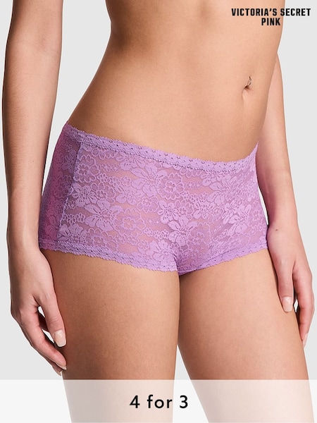 Victoria's Secret PINK Grape Taffy Purple Short Floral Lace Knickers (AC7520) | £9