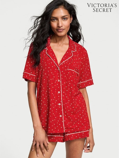 Victoria's Secret Lipstick Heart Dot Red Modal Short Pyjama Set (AC7522) | £55