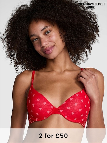 Victoria's Secret PINK Red Heart T Shirt Bra (AC7529) | £29