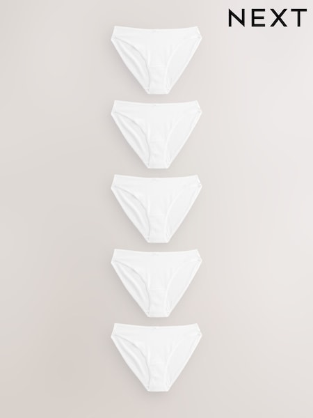 White High Leg Rich Knickers 5 Pack (AC7573) | £9