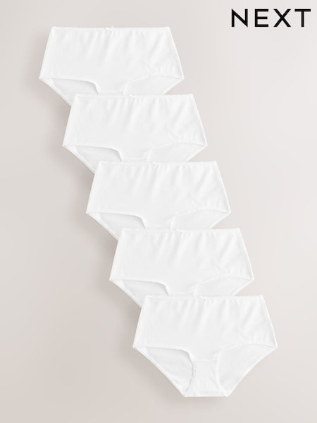 White Midi Rich Knickers 5 Pack (AC7593) | £10